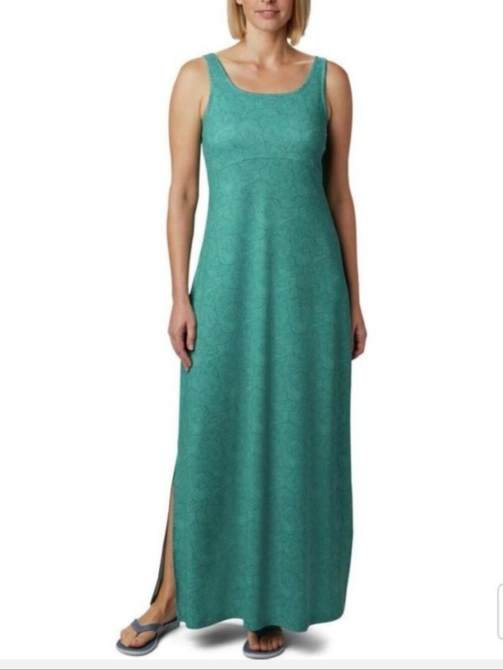 NWT Columbia PFG Freezer Dress Size Medium Maxi Length Blue Green Surf Waves